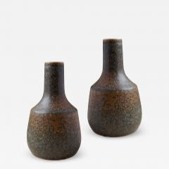  R rstrand Rorstrand Pair of Vases with Bronze Evoking Mottle Glaze by Carl Harry Stalhane - 2795866