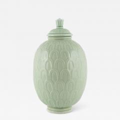  R rstrand Rorstrand Studio Classical Lidded Urn in Celadon Glaze by Gunnar Nylund - 3384386