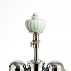 R rstrand Rorstrand Studio GUNNAR NYLUND SWEDISH ART DECO LAMP WITH JADE GLAZE RORSTAND 1940 - 4131550