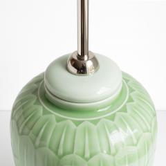  R rstrand Rorstrand Studio GUNNAR NYLUND SWEDISH ART DECO LAMP WITH JADE GLAZE RORSTAND 1940 - 4131551