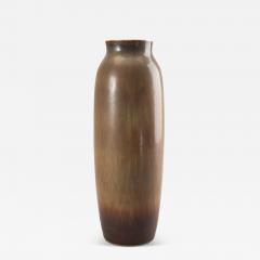  R rstrand Rorstrand Studio Tall Vase with Hare Fur Raw Umber Brown Glaze by Carl Harry St lhane - 3430298