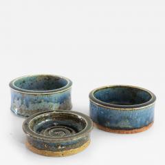  R rstrand Studio MARIANNE WESTMAN HAND THROWN STONEWARE BOWLS WITH BLUE GLAZE RORSTRAND SWEDEN - 2596284