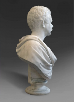  RANDOLPH ROGERS A CARVED WHITE MARBLE BUST OF A GENTLEMEN BY RANDOLPH ROGERS ROME 19TH CENTURY - 3565257