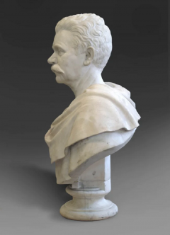  RANDOLPH ROGERS A CARVED WHITE MARBLE BUST OF A GENTLEMEN BY RANDOLPH ROGERS ROME 19TH CENTURY - 3565259
