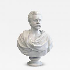 RANDOLPH ROGERS A CARVED WHITE MARBLE BUST OF A GENTLEMEN BY RANDOLPH ROGERS ROME 19TH CENTURY - 3570223