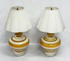  REMAINS LIGHTING A pair of Vintage 1960s Striped Ceramic Table Lamps by Remains Lighting - 4714609