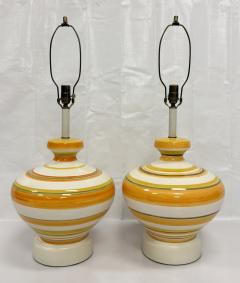 REMAINS LIGHTING A pair of Vintage 1960s Striped Ceramic Table Lamps by Remains Lighting - 4714611