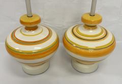  REMAINS LIGHTING A pair of Vintage 1960s Striped Ceramic Table Lamps by Remains Lighting - 4714613