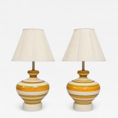  REMAINS LIGHTING A pair of Vintage 1960s Striped Ceramic Table Lamps by Remains Lighting - 4716192