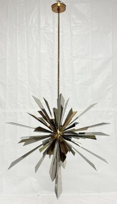  REMAINS LIGHTING Brass Nickel Sunburst Chandelier by Remains Lighting of New York - 4725812