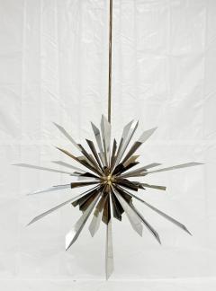  REMAINS LIGHTING Brass Nickel Sunburst Chandelier by Remains Lighting of New York - 4725815