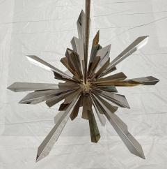  REMAINS LIGHTING Brass Nickel Sunburst Chandelier by Remains Lighting of New York - 4725816