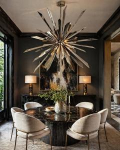  REMAINS LIGHTING Nickel Brass Sunburst Chandelier by Remains Lighting Los Angeles Modern - 4725858
