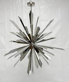  REMAINS LIGHTING Nickel Brass Sunburst Chandelier by Remains Lighting Los Angeles Modern - 4725859