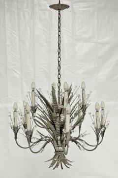  REMAINS LIGHTING Remains Lighting Plume Antique Nickel Glass 12 Arm Chandelier Labeled - 4725835