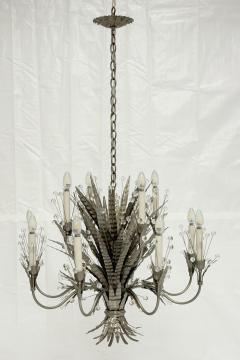  REMAINS LIGHTING Remains Lighting Plume Antique Nickel Glass 12 Arm Chandelier Labeled - 4725836