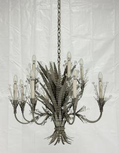  REMAINS LIGHTING Remains Lighting Plume Antique Nickel Glass 12 Arm Chandelier Labeled - 4725837