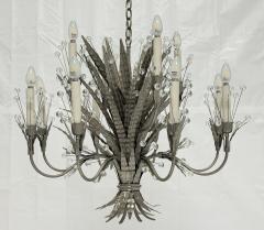  REMAINS LIGHTING Remains Lighting Plume Antique Nickel Glass 12 Arm Chandelier Labeled - 4725838