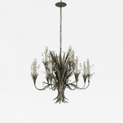  REMAINS LIGHTING Remains Lighting Plume Antique Nickel Glass 12 Arm Chandelier Labeled - 4730184