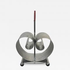  REVERE METALS COMPANY MODERNIST ART DECO CHROME AND RED BAKELITE MAGAZINE RACK BY REVERE - 3751534