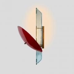  ROBERTO GIULIO RIDA PAIR OF RED COLOUR AND BRASS WALL LIGHTS BY ROBERTO GIULIO RIDA - 3244726