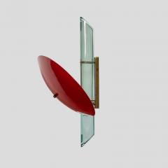  ROBERTO GIULIO RIDA PAIR OF RED COLOUR AND BRASS WALL LIGHTS BY ROBERTO GIULIO RIDA - 3244728