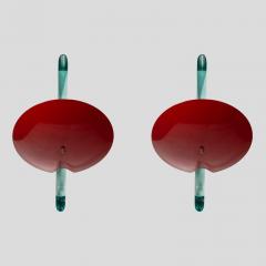  ROBERTO GIULIO RIDA PAIR OF RED COLOUR AND BRASS WALL LIGHTS BY ROBERTO GIULIO RIDA - 3244729