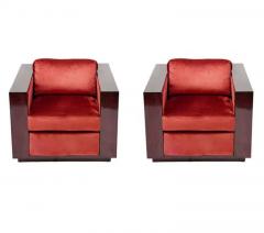  Ralph Lauren Pair of Mid Century Art Deco Mahogany Cube Club Chairs by Ralph Lauren - 3303761