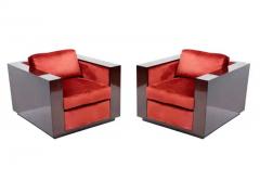  Ralph Lauren Pair of Mid Century Art Deco Mahogany Cube Club Chairs by Ralph Lauren - 3303825