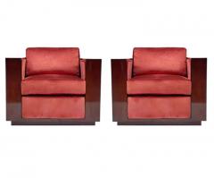  Ralph Lauren Pair of Mid Century Art Deco Mahogany Cube Club Chairs by Ralph Lauren - 3303828