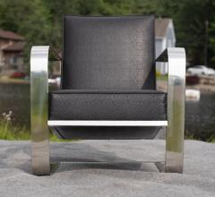  Ralph Lauren Ralph Lauren Bohemian Chrome Black Ostrich Leather Cantilever Lounge Chair - 4232419