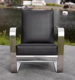  Ralph Lauren Ralph Lauren Bohemian Chrome Black Ostrich Leather Cantilever Lounge Chair - 4232441