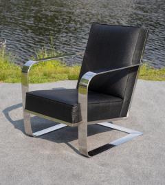  Ralph Lauren Ralph Lauren Bohemian Chrome Black Ostrich Leather Cantilever Lounge Chair - 4232452
