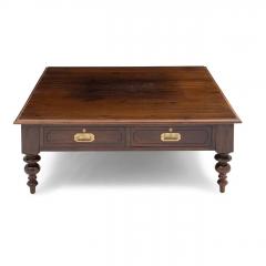  Ralph Lauren Ralph Lauren Campaign Style Wood Brass Mounted Coffee Cocktail Table - 4736632