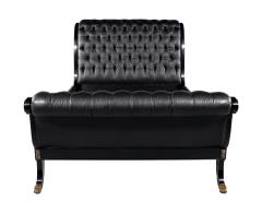  Ralph Lauren Ralph Lauren Clivedon Tufted Black Leather Bed Queen Size - 3995558