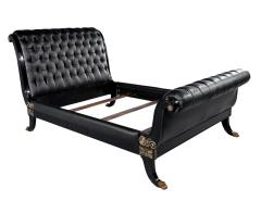  Ralph Lauren Ralph Lauren Clivedon Tufted Black Leather Bed Queen Size - 3995559