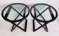  Ralph Lauren Ralph Lauren Mercer Street Round Side Tables Glass Tops X Frame Bases Pair - 4571984