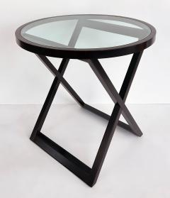  Ralph Lauren Ralph Lauren Mercer Street Round Side Tables Glass Tops X Frame Bases Pair - 4571993
