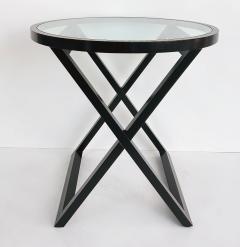 Ralph Lauren Ralph Lauren Mercer Street Round Side Tables Glass Tops X Frame Bases Pair - 4571998