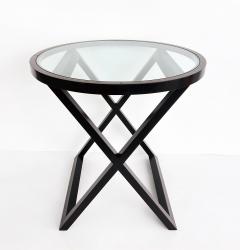  Ralph Lauren Ralph Lauren Mercer Street Round Side Tables Glass Tops X Frame Bases Pair - 4572002