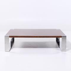  Ralph Lauren Ralph Lauren Mid Century Burlwood and Stainless Steel Cocktail Coffee Table - 4113369