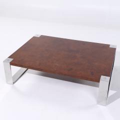  Ralph Lauren Ralph Lauren Mid Century Burlwood and Stainless Steel Cocktail Coffee Table - 4113372