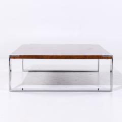  Ralph Lauren Ralph Lauren Mid Century Burlwood and Stainless Steel Cocktail Coffee Table - 4113376