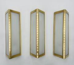  Ralph Lauren Set of 3 Brass Milk Glass Sconces by Ralph Lauren - 2995433