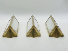  Ralph Lauren Set of 3 Brass Milk Glass Sconces by Ralph Lauren - 2995434