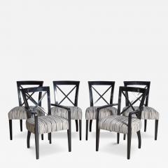  Ralph Lauren Set of 6 Ralph Lauren Black Lacquered Dining Chairs in Designer Fabric - 4110068