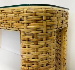  Ralph Lauren Vintage Woven Rattan Console Table Glass Top Ralph Lauren Style - 4045435