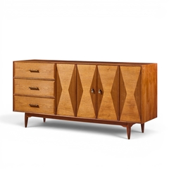  Ramseur Furniture Co Ramseur Harlequin Mid Century Walnut Credenza and Hutch - 4701530