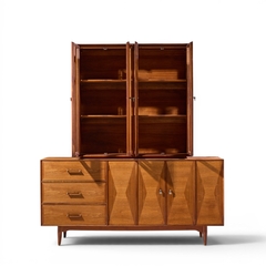  Ramseur Furniture Co Ramseur Harlequin Mid Century Walnut Credenza and Hutch - 4701536