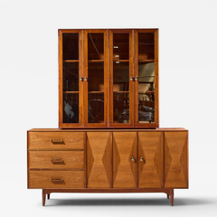  Ramseur Furniture Co Ramseur Harlequin Mid Century Walnut Credenza and Hutch - 4701590